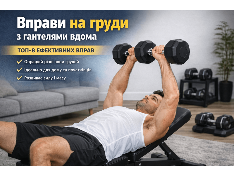 Вправи на груди з гантелями вдома