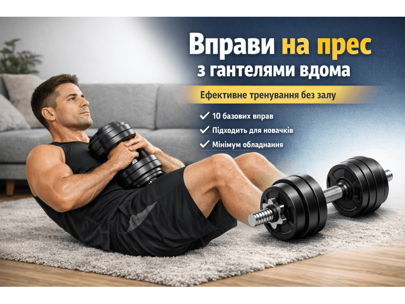 Вправи на прес з гантелями вдома
