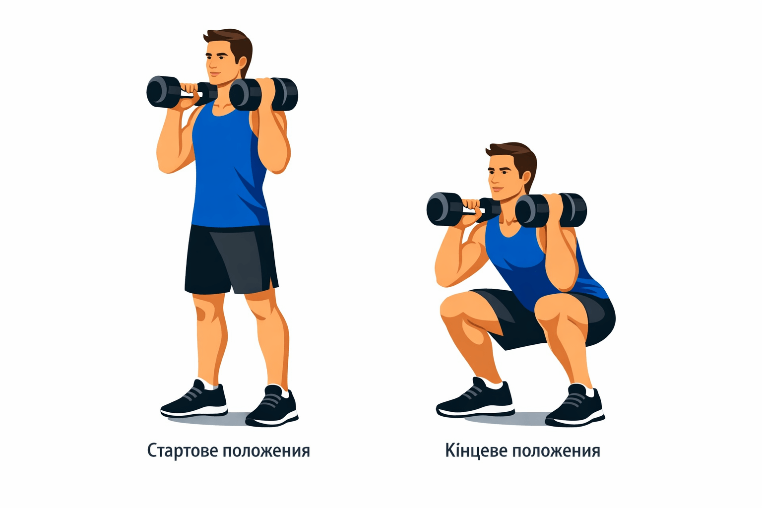 Присідання з гантелями для тренування всього тіла вдома