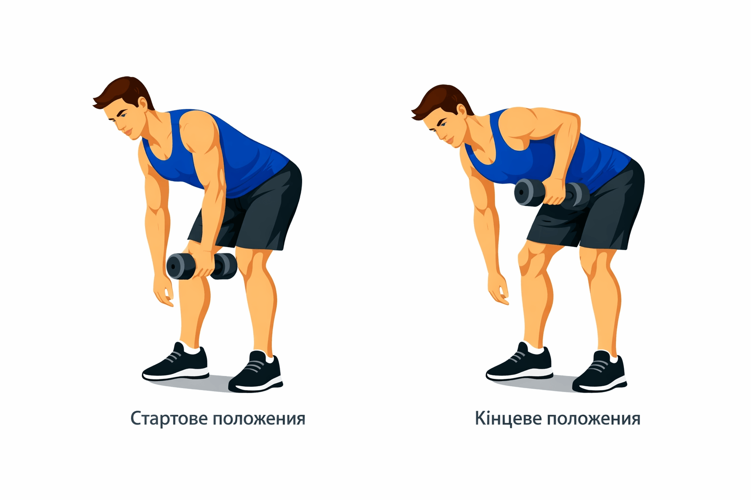 Тяга гантелі в нахилі однією рукою для спини вдома