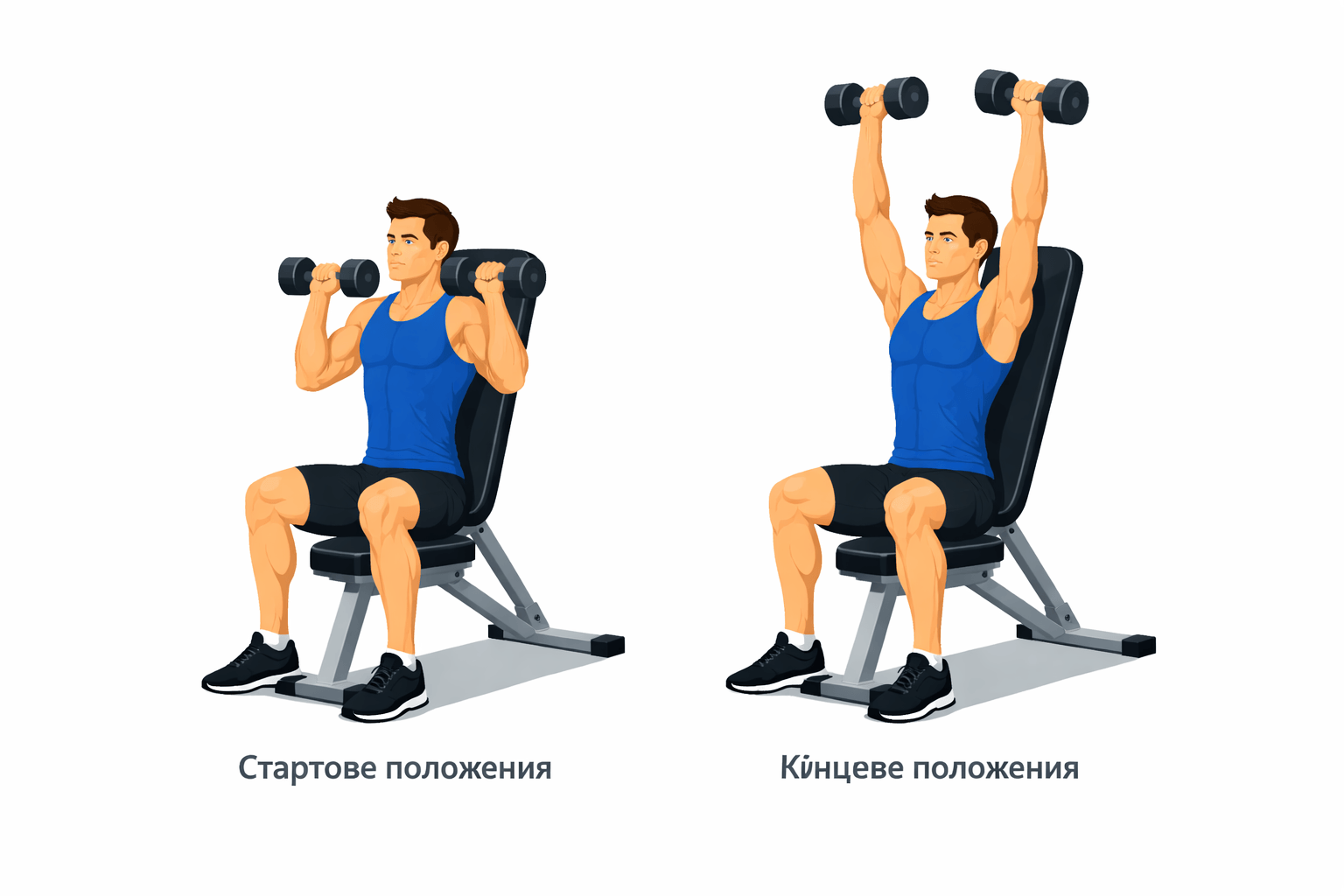 Жим гантелей сидячи на плечі для домашнього тренування верхньої частини тіла