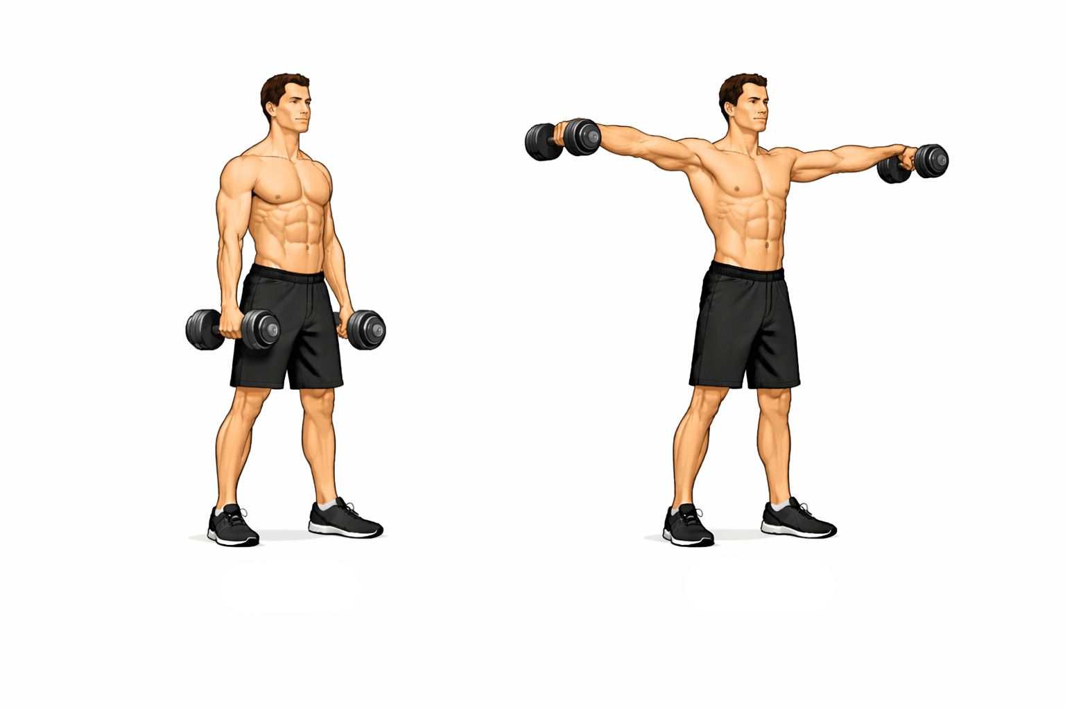 Розведення гантелей в сторони для плечей Розведення гантелей в сторони для плечей