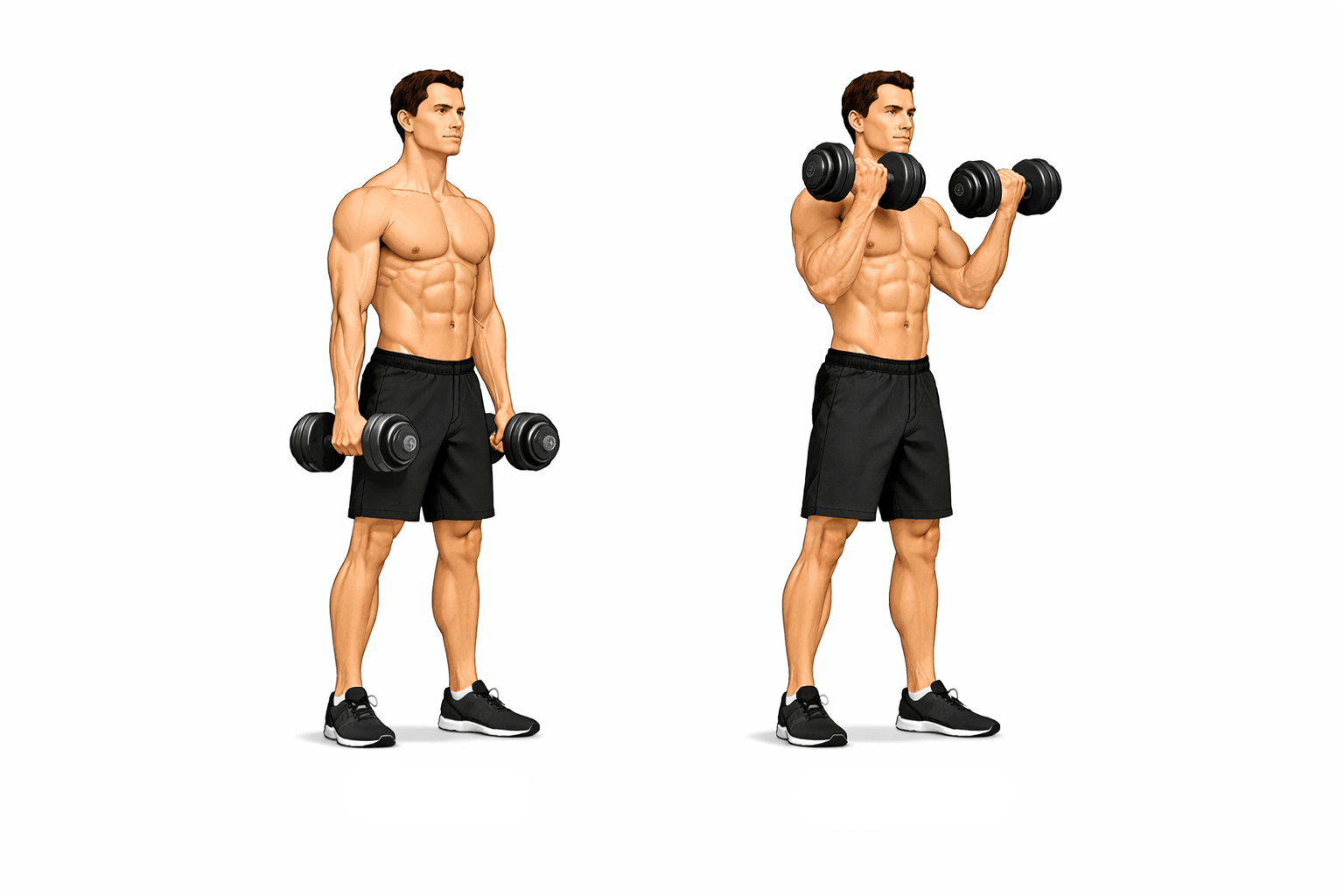 Підйом гантелей на біцепс для рук Підйом гантелей на біцепс для рук